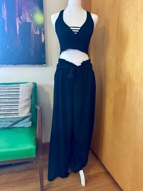 Xhilaration Black High-Waist Wide-Leg Paperbag Pants